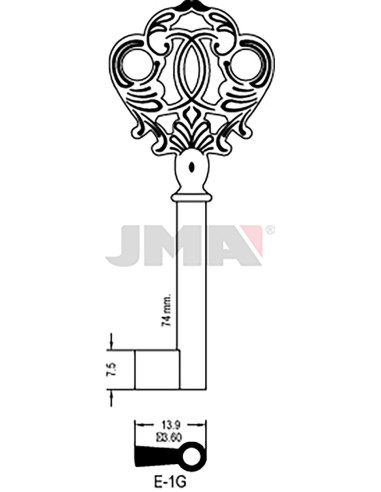 LLAVE EN BRUTO GORJA LATON E-1G