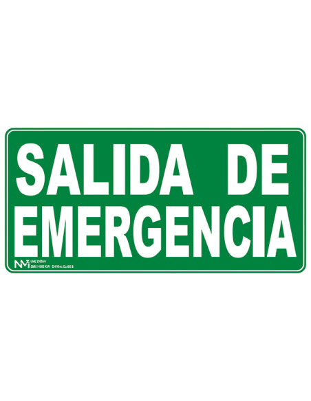 SEÑAL SALIDA DE EMERGENCIA PVC CLASE B 320X160MM