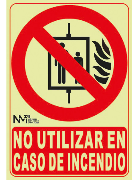 SEÑAL NO UT EN CASO DE INCENDIO PVC CLASE B 210X300MM