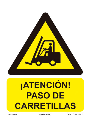 SEÑAL PELIGRO ATENCION PASO DE CARRETILLA PVC 210X300MM
