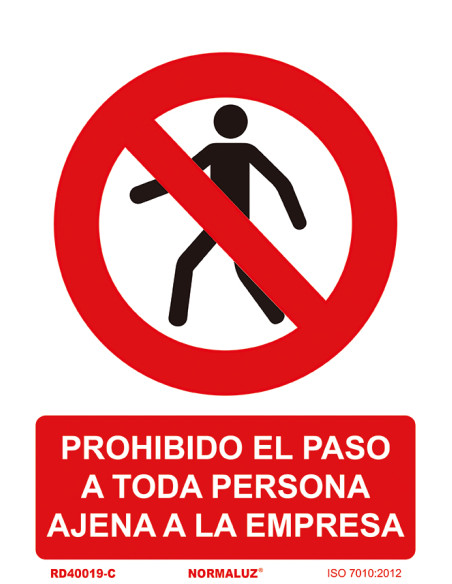 SEÑAL PROHIBIDO PASO PERSONA AJENA PVC 210X300MM