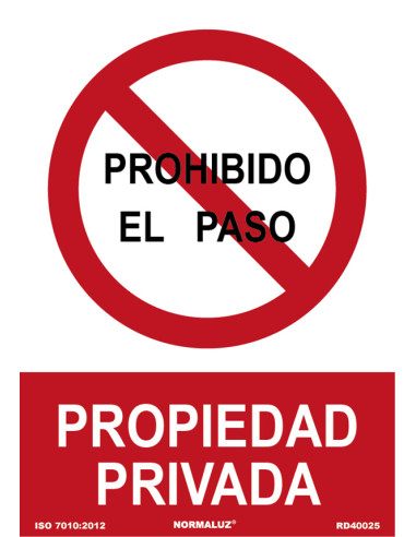 SEÑAL PROHIBIDO PASO PROPIEDAD PRIVADA PVC 210X300MM