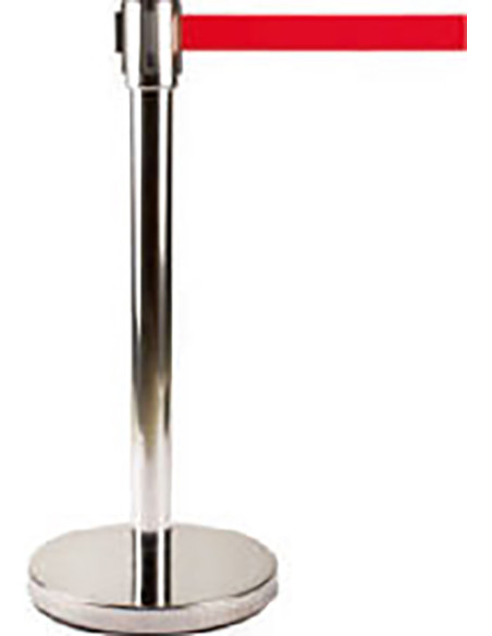 POSTE SEPARADOR INOX CINTA ROJA 1000X250MM