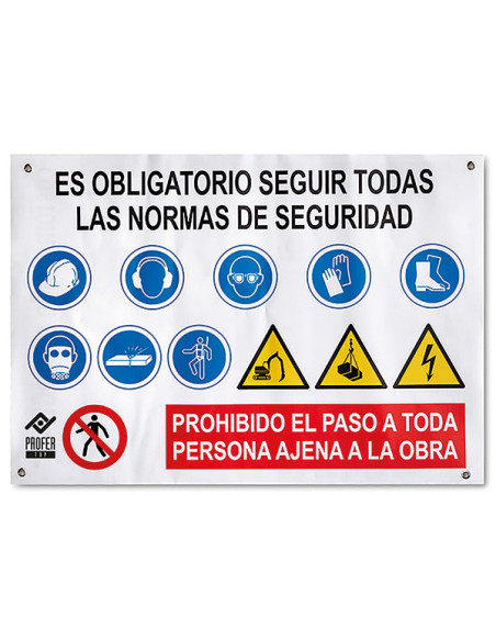 SEÑAL OBRA COMBINADO PVC 0.4MM 100X40 CM