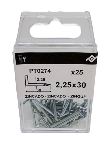 ESCARPIAS ACERO ZN C/25 PZS 2,25X30 MM