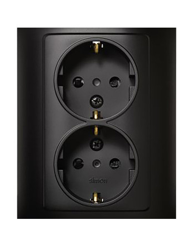 BASE ENCHUFE EMPOTRAR NEGRO DOBLE 16 A