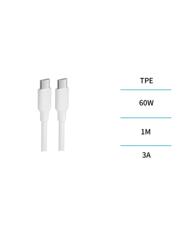 CABLE CONEX USB-C / USB-C 60W 3A SILICONA 1 M