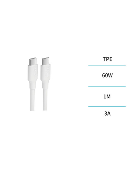 CABLE CONEX USB-C / USB-C 60W 3A SILICONA 1 M