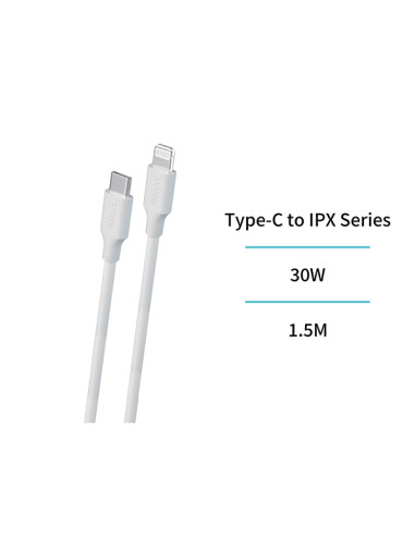 CABLE CONEXION USB-C / LIGHTNING 30W SILICONA 1.5 MT