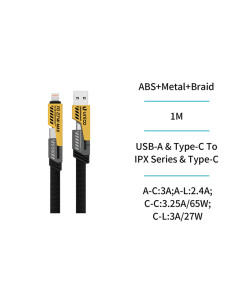 CABLE CONEX 4en1 COMBINA USB-A-LIGHTNING- USB-C 1 M 2