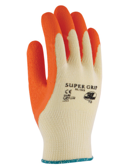 GUANTE POLIESTER LATEX NARANJA T.9