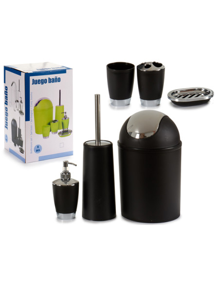 JUEGO BAÑO 6PZ CUBO 3 L NEGRO