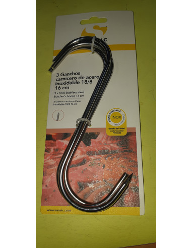 GANCHO CARNICERO INOX BLISTER DE 3 18/8 N-20 200 MM