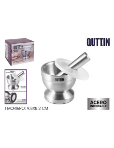 MORTERO ACERO INOX ANTIDESL. C/TAPA 9,8X8,2 CM 2