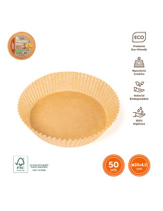 MOLDE PAPEL SILICON RED AIRFRYER 50U. 20X4,5 CM 2