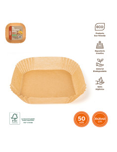 MOLDE PAPEL SILICON CUADR AIRFRYER 50U. 20X20X4,5 2