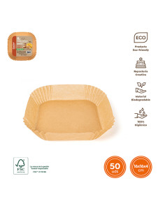 MOLDE PAPEL SILICON CUADR AIRFRYER 50U. 16X16X4 CM 2