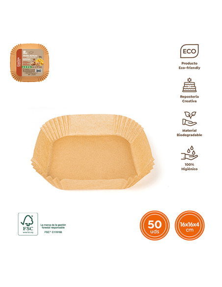 MOLDE PAPEL SILICON CUADR AIRFRYER 50U. 16X16X4 CM