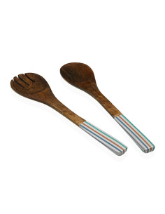 CUBIERTOS SERVIR MADERA RAYAS SET 2 PZ 2