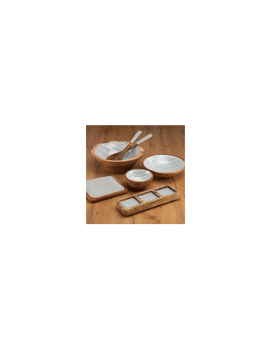 BANDEJA MADERA 3 COMPARTIM. RAYAS 10X30 CM