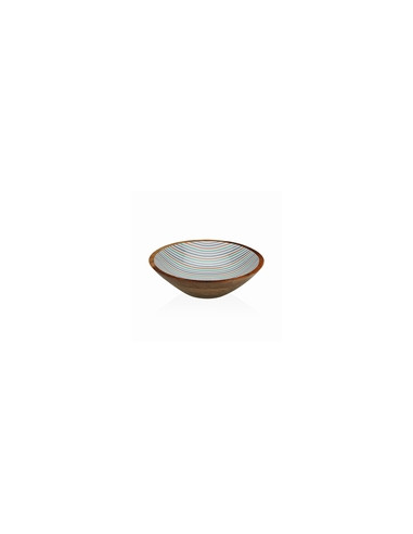 ENSALADERA MADERA RAYAS 24X24X7 CM