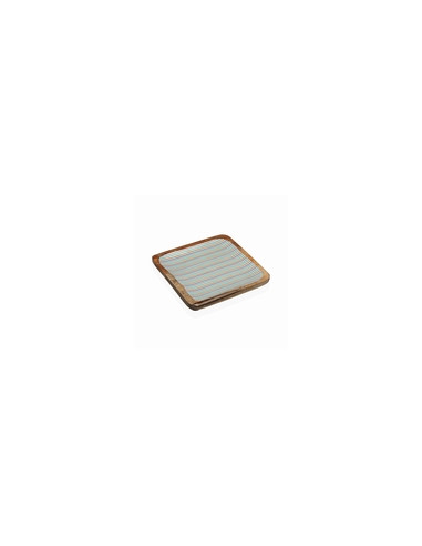 PLATO MADERA ESMALTADO RAYAS 20X20 CM