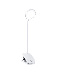 LAMPARA LED RECARG REDONDA CON PINZA BLANCA 7 W 2