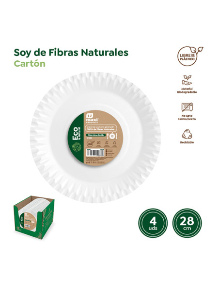 PLATO DESECHAB PIZZA CARTON BCO B/4 28 CM