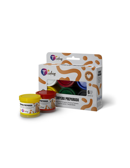 PINTURA TEMPERA SET-6 COLORES SURT 6X40 ML