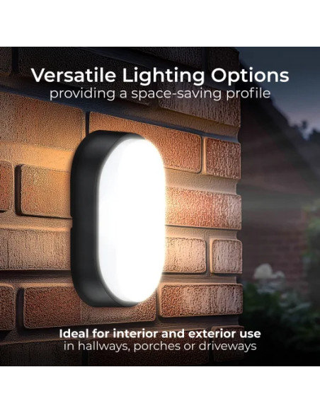 APLIQUE LED OVALADO NEGRO/ BLANCO 700 LM