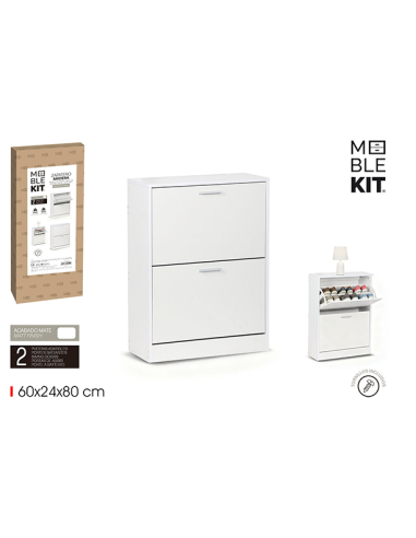 MUEBLE ZAPATERO 2 NIVELES BLANCO MOBLEKIT 60X24X80CM