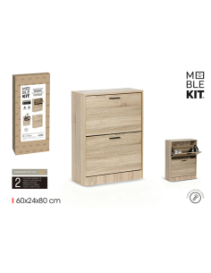 MUEBLE ZAPATERO 2 NIVELES OAK MOBLEKIT 60X24X80CM