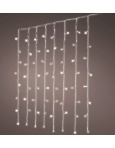 CORTINA LED, EXTERIOR, BLANCO CÁLIDO, FIJA, 240 LEDS, CABLE TRANSPARENTE, 2 x 2 m