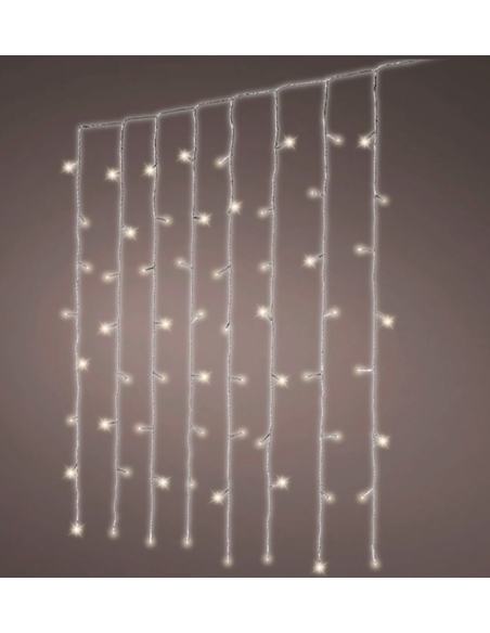 CORTINA LED, EXTERIOR, BLANCO CÁLIDO, FIJA, 240 LEDS, CABLE TRANSPARENTE, 2 x 2 m