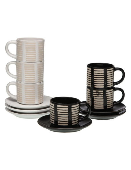 TAZA CAFE C/PLATO CEBRA SET-6 6 PZAS