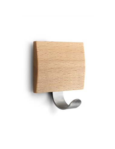 PERCHA ADH. INOX MADERA HAYA 51X45X24MM