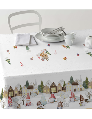 MANTEL ANTIMANCHAS NAVIDAD ELFOS 140X250 CM