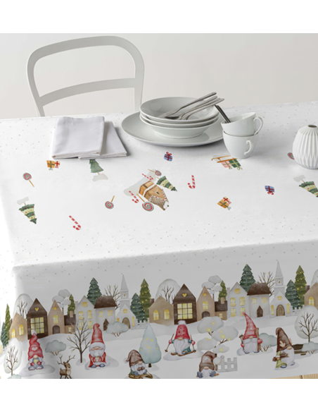 MANTEL ANTIMANCHAS NAVIDAD ELFOS 140X250 CM