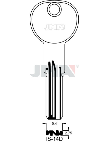 LLAVE EN BRUTO LATON SEGURIDAD IS-14D
