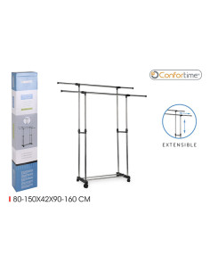 PERCHERO EXTENSIBLE C/RUEDA 2BARRAS 80X42X90CM