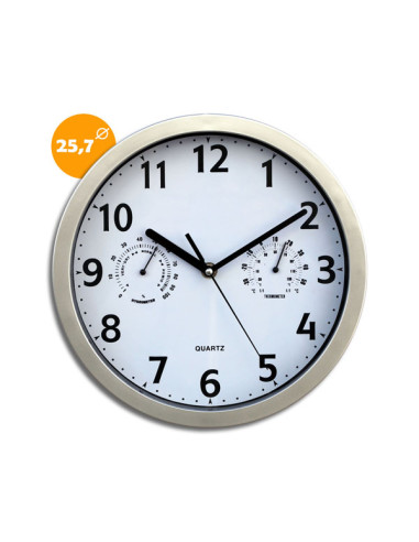 RELOJ PARED C/TERMOMETRO-HIGRO 23 CM