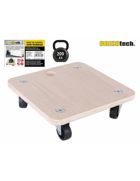 BASE MADERA C/RUEDAS 30X30 CM