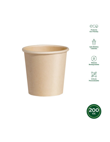 VASO DESECHABLE CARTON BIO NATU B/50 200 CM3