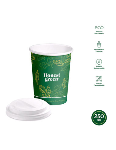 VASO DESECHABLE CARTON E.GREEN C/TAPA B/8 250 CM3