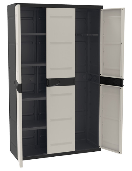 ARMARIO RESINA 3 PUERTAS 4 BAL NGR 105X44X176