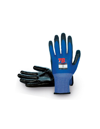 GUANTE NYLON AZUL NITRILO PALMA T.7