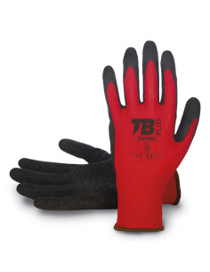 GUANTE POLIESTER LATEX ROJO T.8