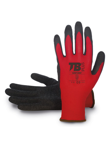 GUANTE POLIESTER LATEX ROJO T.8