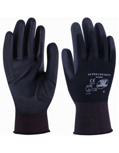 GUANTE NYLON NEGRO PU T.8