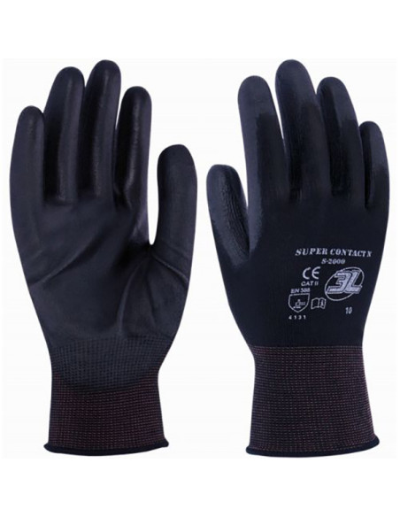 GUANTE NYLON NEGRO PU T.9